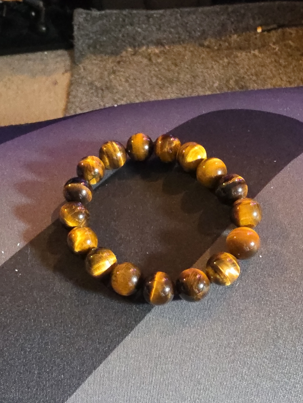 Men or Women's Large Tiger Eye Stone Beaded Bracelet - Brown